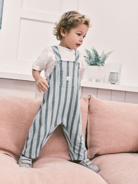 Mineral Green Stripe Dungarees Set (3mths-7yrs) (341805) | €9 - €12