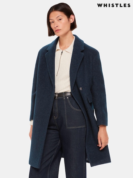 Whistles Blue Fran Boucle Coat (341856) | €147