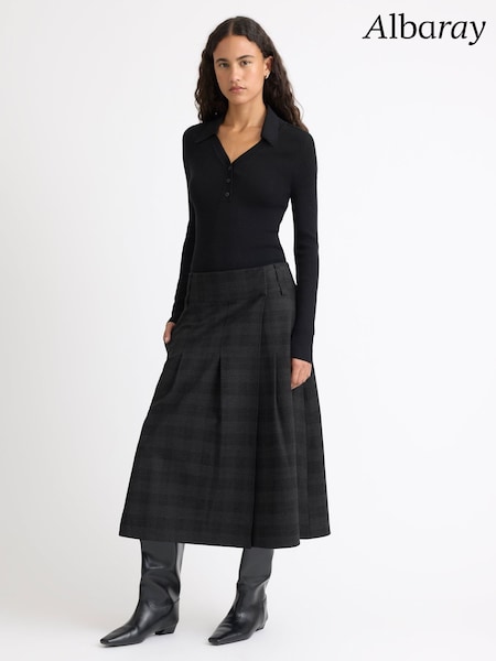 Gris - Albaray Check Wrap Skirt
