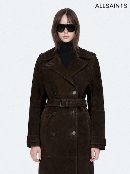 Brown - Allsaints Oaker Suede Coat