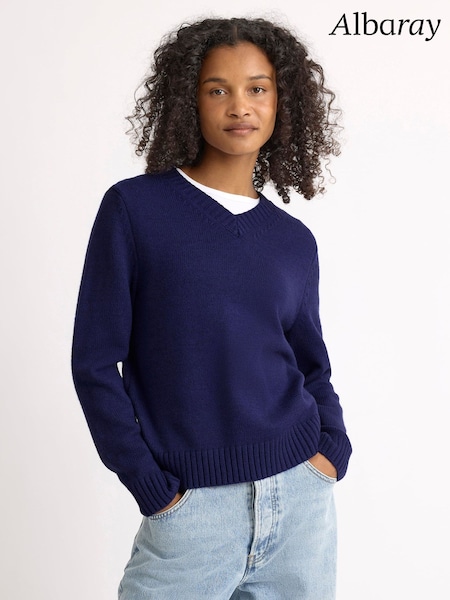 أزرق - Albaray V-neck Jumper