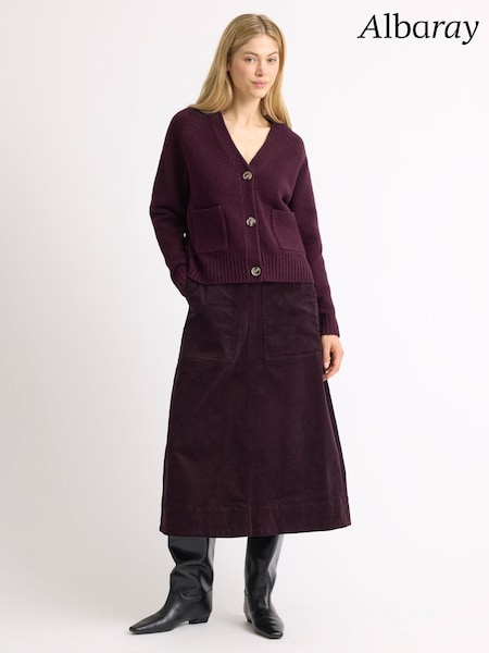أحمر عنابي - Albaray Cord A-line Skirt