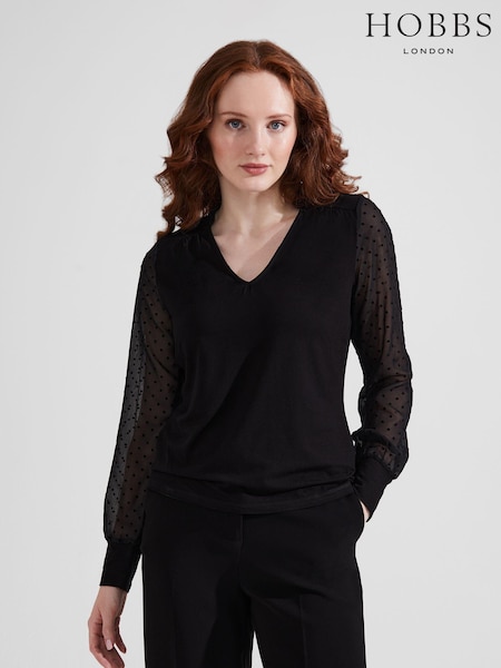 Hobbs Black Dobby Louisa Top (342490) | €27
