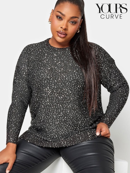 Yours Curve Black Christmas Sequin Jumper (342907) | €19