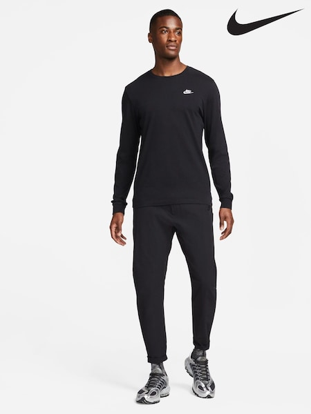 Nike Black 100% Cotton Club Long Sleeve T-Shirt (343188) | €37