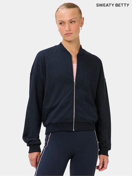 Albastru - Jachetă Sweaty Betty After Class cu fermoar