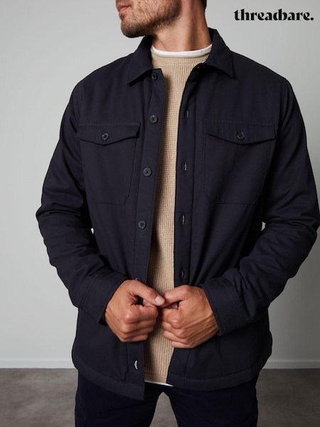 Threadbare Black Borg Lined Cotton Overshirt Coat Jacket (343263) | €46