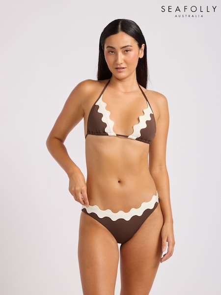 بني - بيكيني مزيّن بشريط متعرج موديل Gia من Seafolly