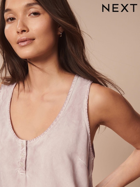 Blush Pink Woven Front Button Detail Linen Blend Knitted Vest (343708) | €21.50