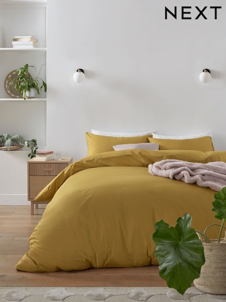 Yellow Cotton Rich Plain Duvet Cover and Pillowcase Set (343812) | $29 - $72