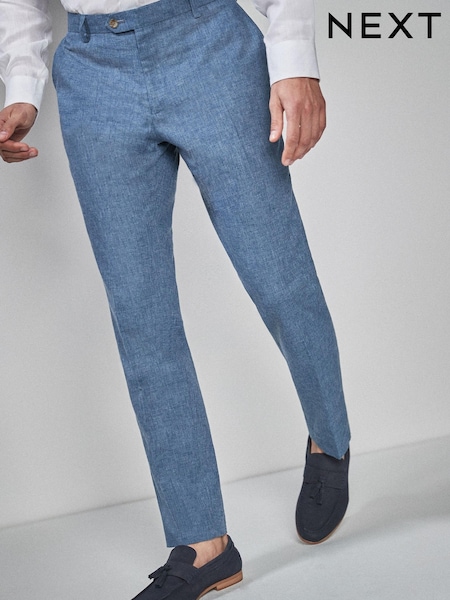 Bleu marine - Pantalons - Linen Blend Skinny Fit Suit (344086) | € 7