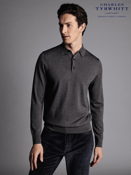 Charles Tyrwhitt Grey Pure Merino Polo Neck Jumper (344179) | R$ 790