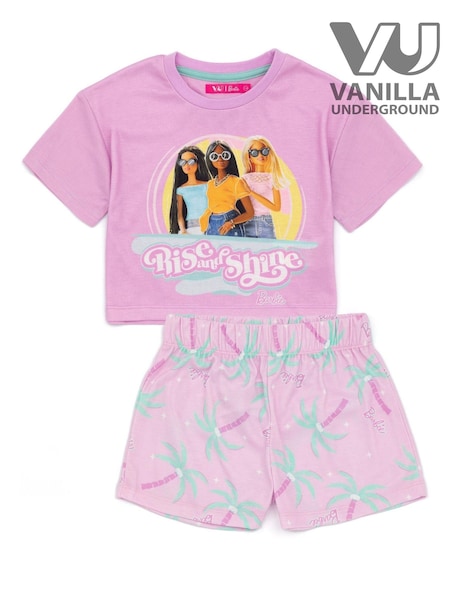 Vanilla Underground Pink Girls Barbie Rise & Shine Licensing Short Pyjamas (344222) | 79 QAR