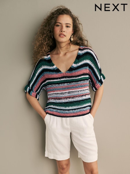 Multi Stripe Short Sleeve Stitch Top (344260) | €13