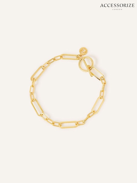 Accessorize Gold Tone Trombone Chain T-Bar Bracelet (344589) | €11