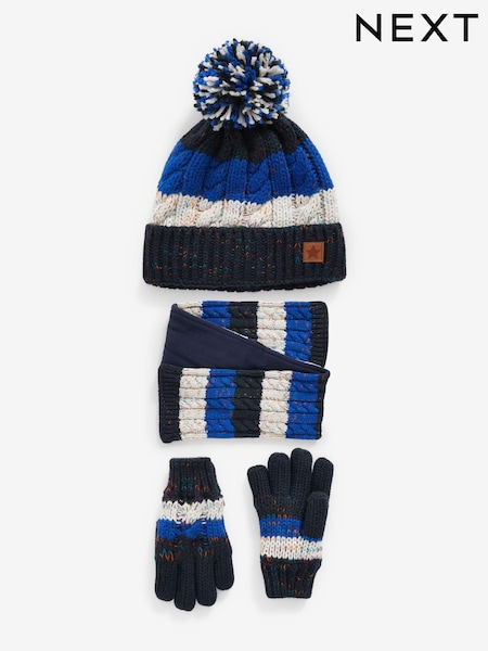 Blue Stripe Hat, Scarf and Gloves Set (3-16yrs) (344662) | €9 - €11.50