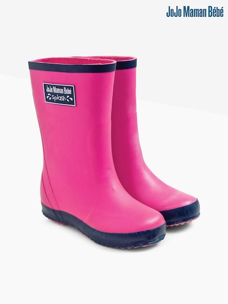 JoJo Maman Bébé Fuchsia Pink Contrast Trim Lined Wellies (345441) | €29
