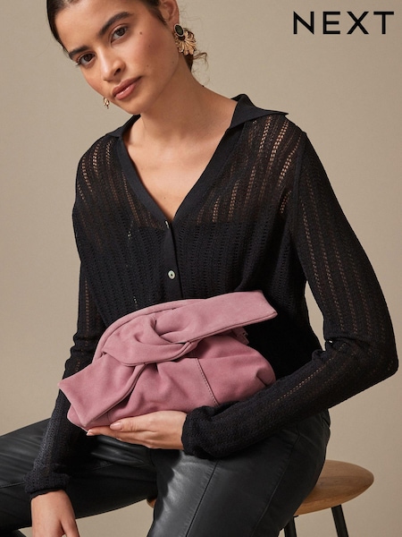 Pink Leather Bow Clutch Bag (345462) | €24