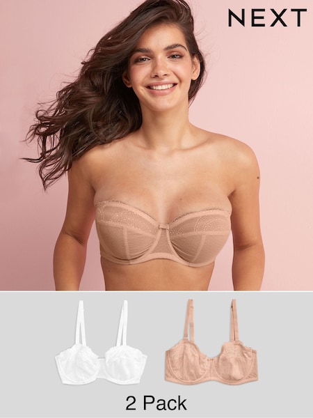 أبيض/بيج لوزي - Dd+ Non Pad Strapless Bras 2 Pack (345989) | ‏129 ر.س.‏ - ‏155 ر.س.‏