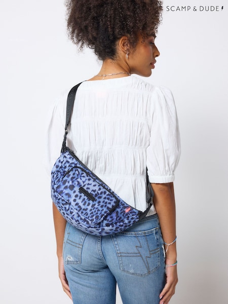 Blue - Scamp & Dude Cheetah Cross-body Sling Bag