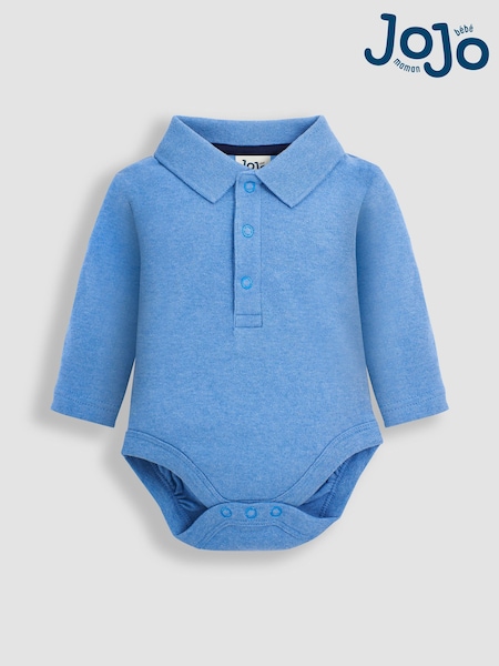 JoJo Maman Bébé Blue Plain Long Sleeve Polo Shirt Bodysuit (346494) | R$ 135