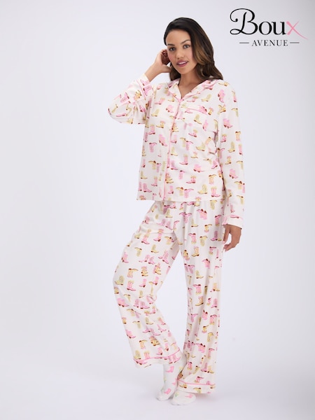Off White - Pidžama od flisa Boux Avenue u torbi