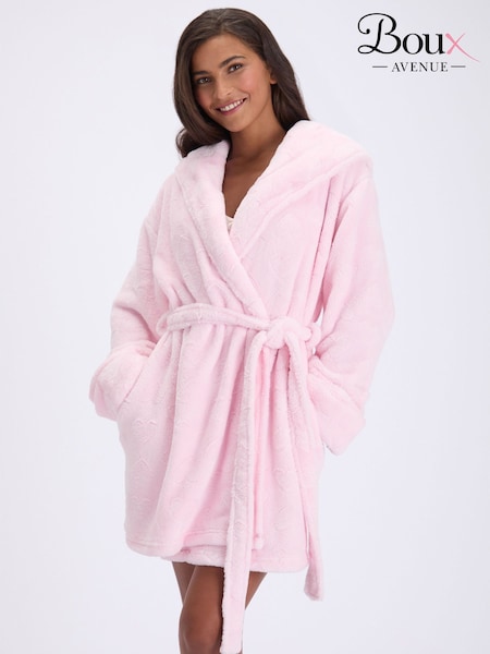 Pink - Boux Avenue Heart Fluffy Short Dressing Gown