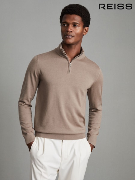Reiss Blackhall Merino Wool Half Zip Funnel Neck Jumper (347080) | € 129