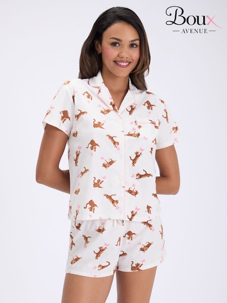 Vit - Boux Avenue Fleece Pyjamas Shorties I En Väska