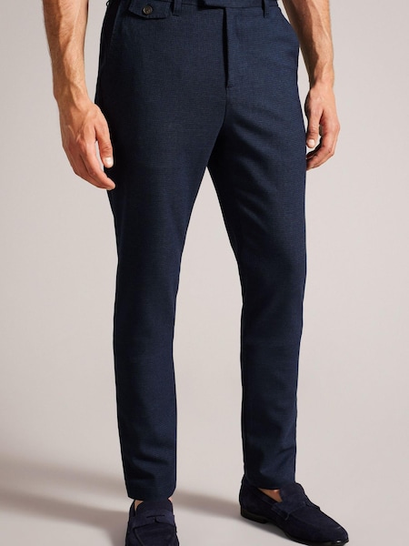 Ted Baker Blue Ziyech Slim Fit Houndstooth Chino Trousers (347154) | €60