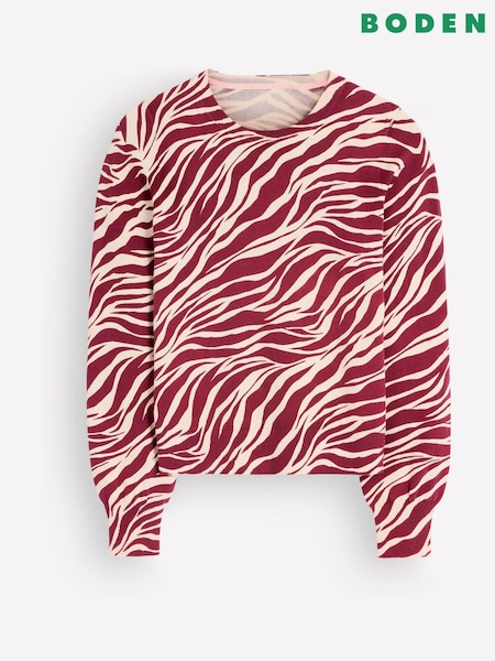 Red - Boden Camilla Cotton Crew Neck Jumper