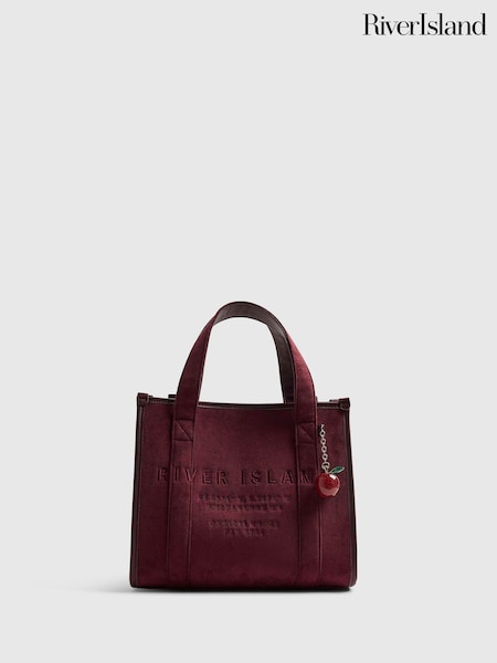 Қызыл - River Island Faux Suede Embroidered Tote Bag