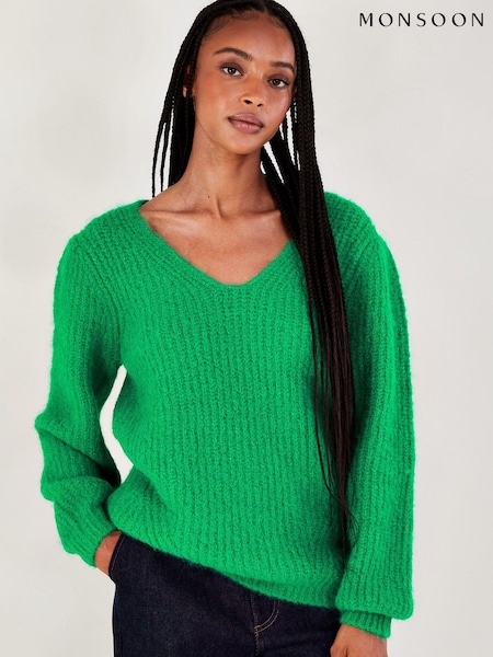 Green - Monsoon Pattern Neck Jumper (347763) | 232 LEI