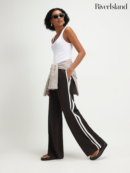 Brown - River Island Side Stripe Track Trousers