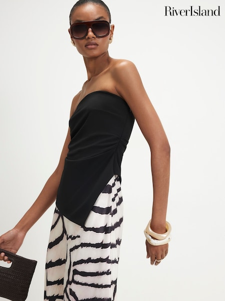 Қара - River Island Bandeau гибридті максимум көйлегі
