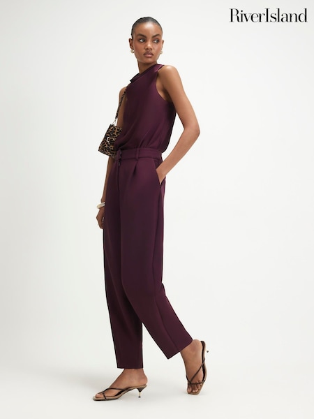 Purple - River Island Pleat Detail Barrel Trousers