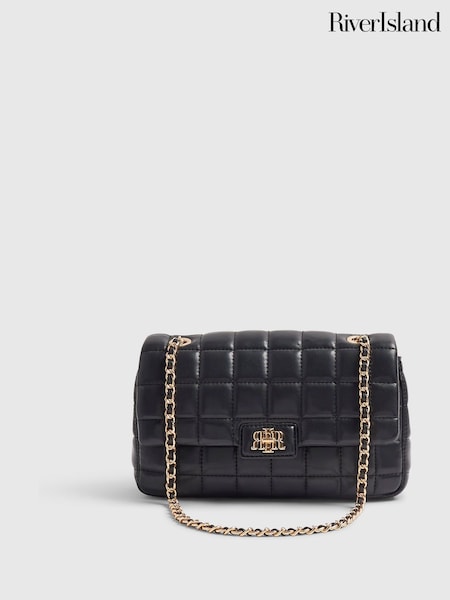 Black - River Island Quilted Shoulder Bag