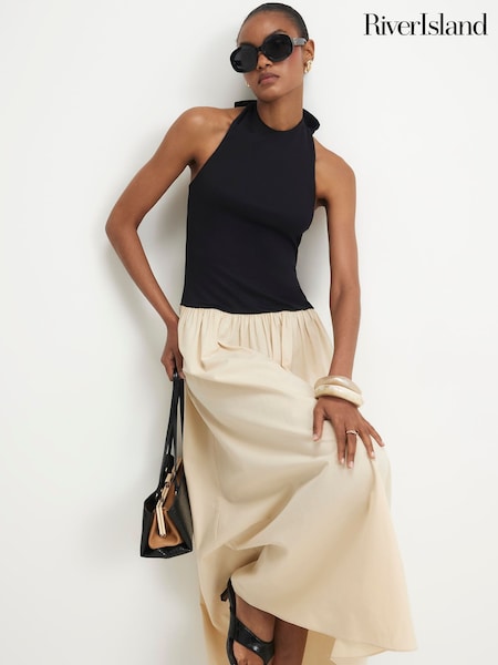 بني - فستان ماكسي Racer Hybrid من River Island