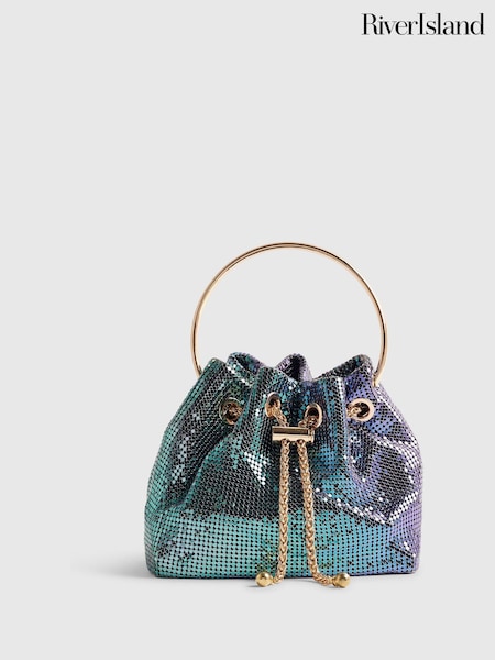 Silver - River Island Chainmail Bucket Bag