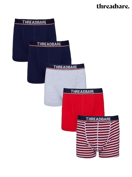 Albastru - Threadbare boxeri hipster de 5 perechi de boxeri (348723) | 179 LEI