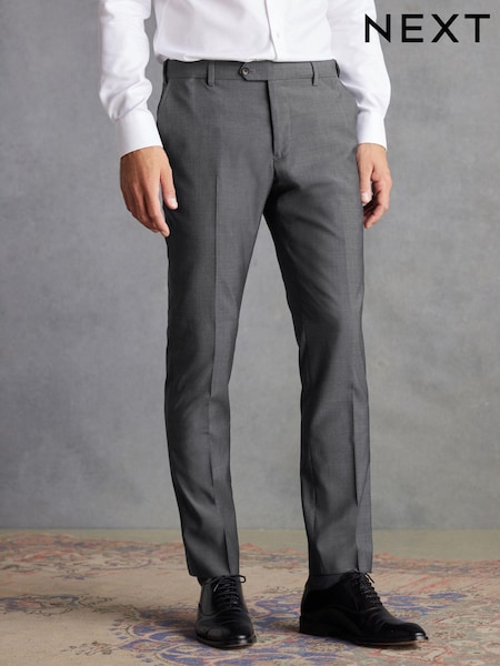 Charcoal Grey Slim Signature Tollegno Wool Suit: Trousers (348836) | 170 QAR