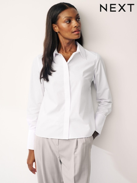 White Fitted Collared Long Sleeve Shirts 2 Pack (349667) | 91 QAR