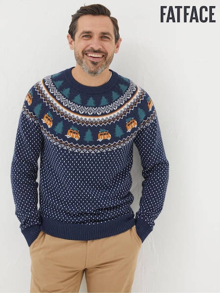 FatFace Blue Christmas Van Fairisle Jumper (349904) | €34