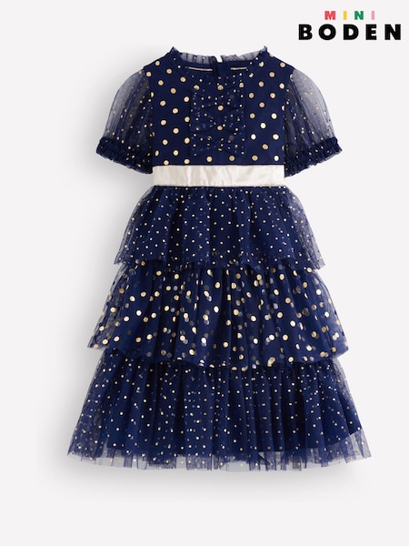 Azul - Vestido de fiesta metalizado de tul de Boden