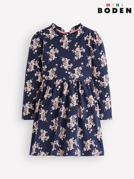 Blue - Boden Long Sleeve Twirly Dress