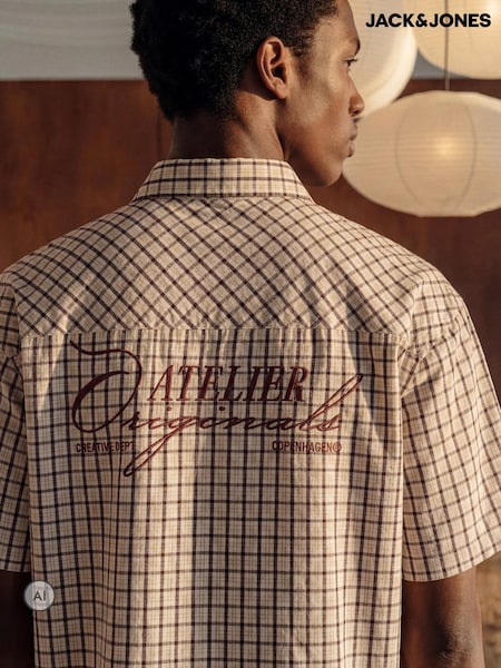 Naturlig - Regular Jack & Jones Boxy Check Back Graphic Shirt