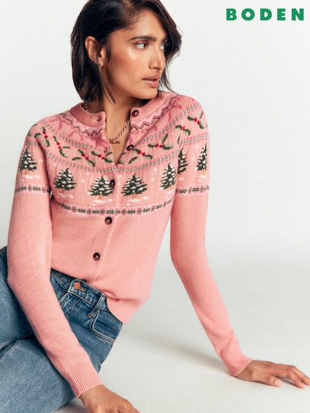 Pink - Boden Edie Fairisle Cardigan