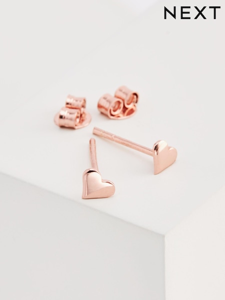 Rose Gold Plated Sterling Silver Heart Stud Earrings (350547) | €5.50