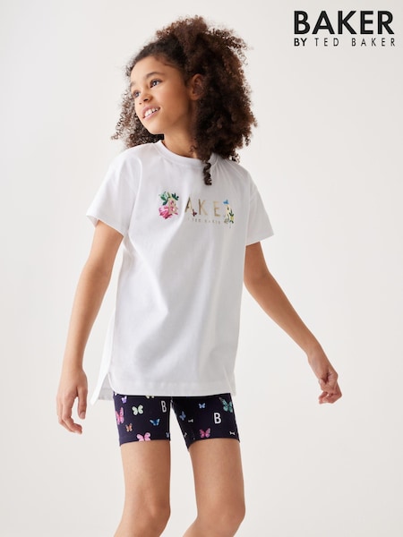 Baker by Ted Baker Navy Butterfly 100% Cotton T-Shirt And Cycling Shorts Set (350635) | €20 - €24