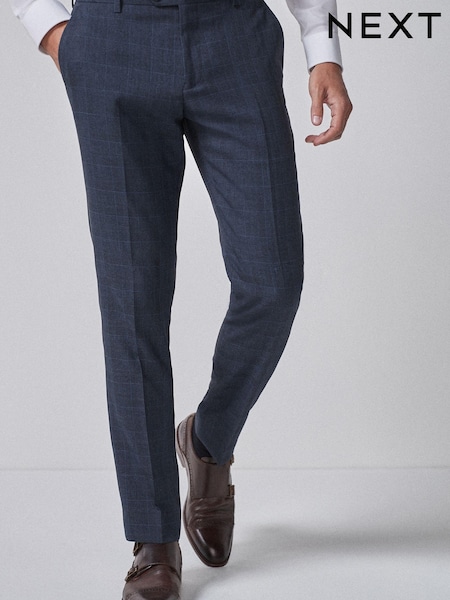 Mid Blue Slim Check Suit: Trousers (351045) | € 13